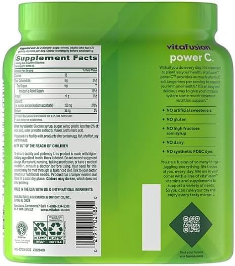 Power C Gummy Vitafusions Vitamins 220 ct. Total (2 x 110 ct Bottles) Best By 11/25