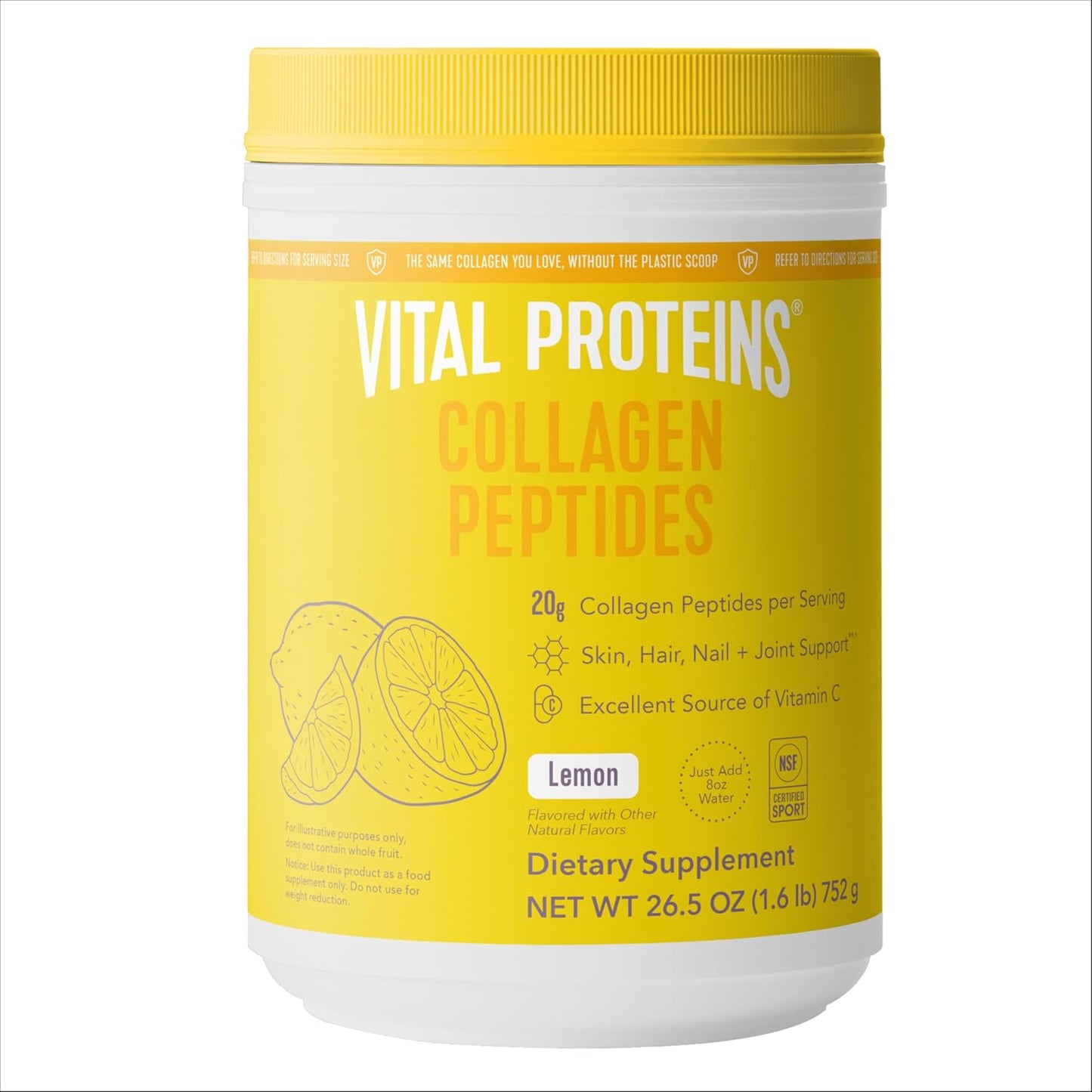 Vital Proteins Collagen Peptides Powder, Promotes Hair, Nail, Skin, Bone and Joint Health, Lemon 26.5 Ounce Best by 4/10/25